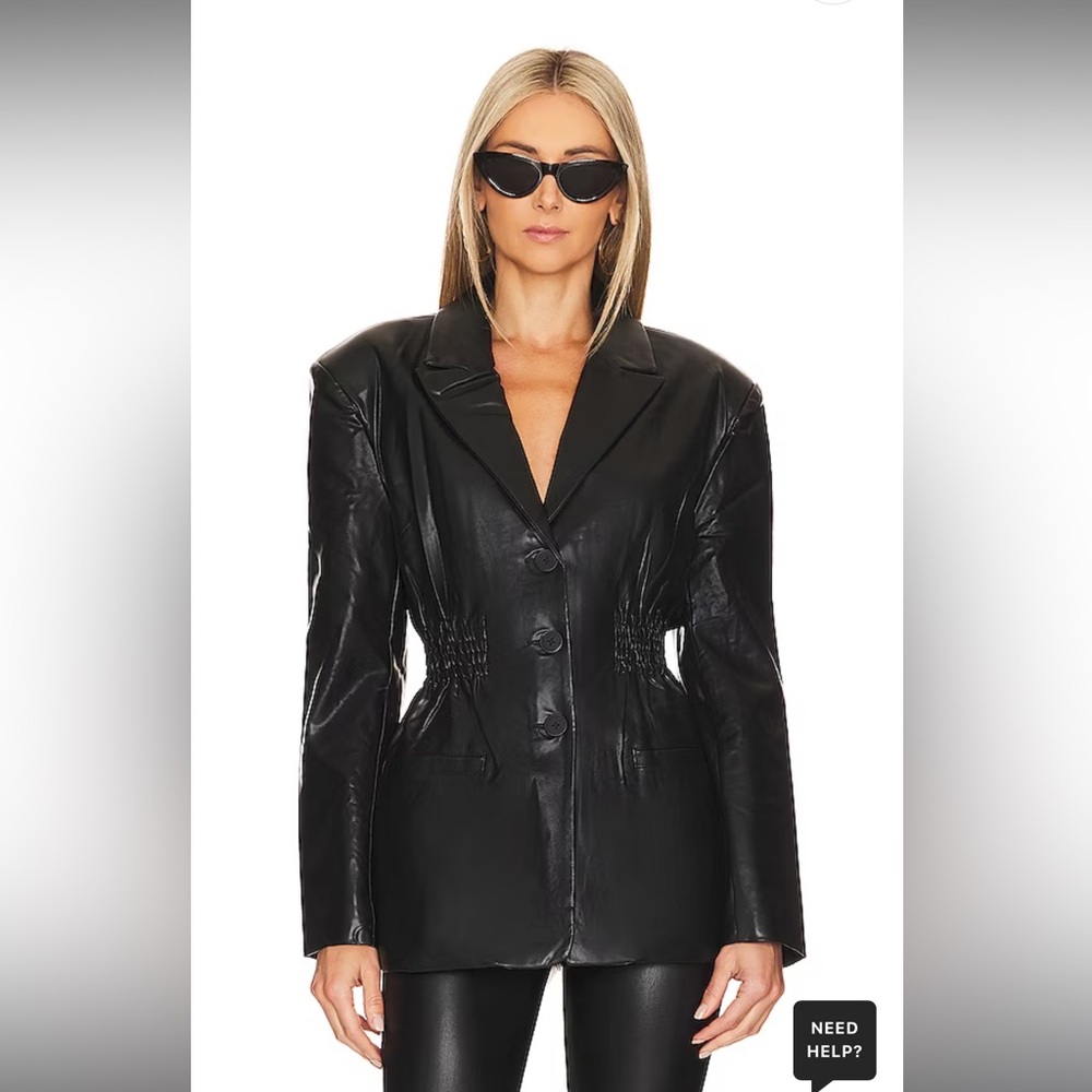 Frida Faux Leather Blazer